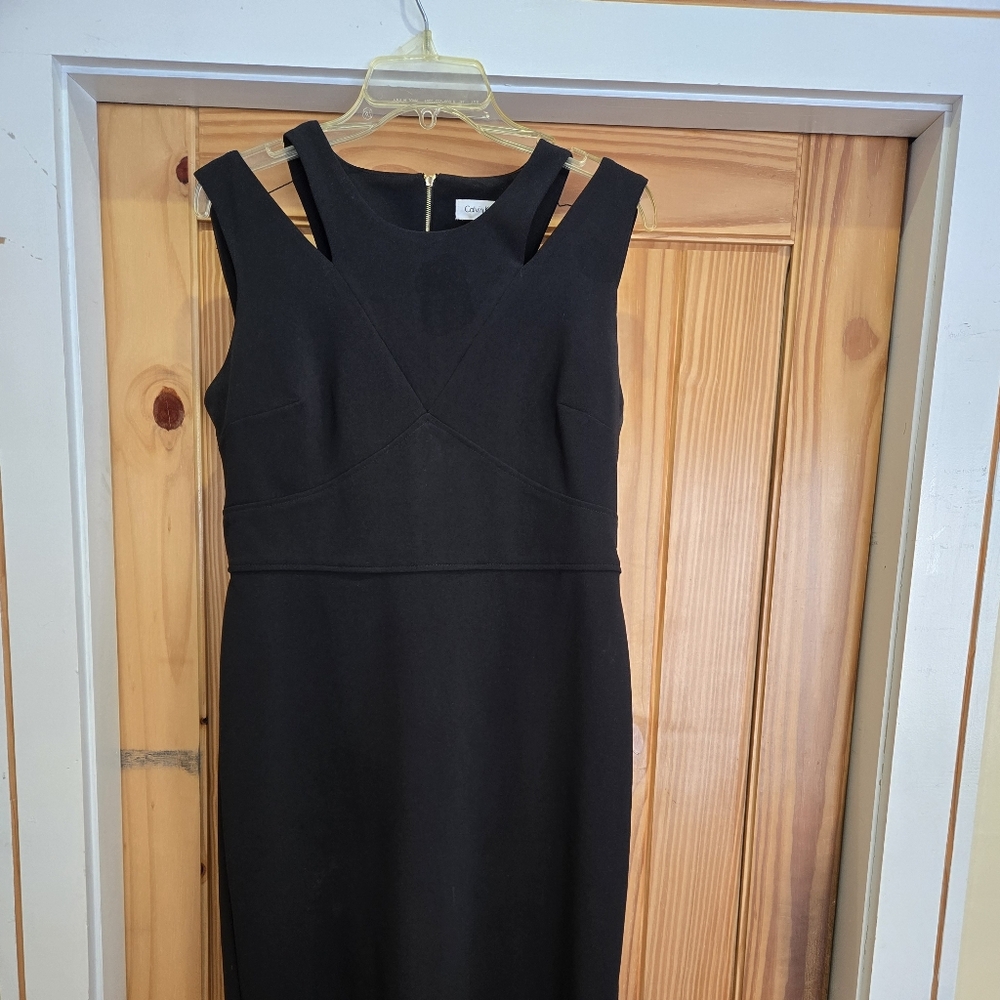 Calvin Klein Cutout Womens Sleeveless Strappy Sheath Dress Black 12